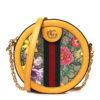 GG Supreme Monogram Flora Web Mini Ophidia Round Shoulder Bag Beige Multicolor Crop