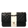 Lambskin Quilted Medium Double Flap – Black & White