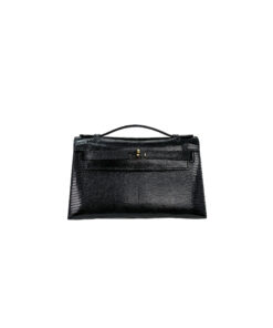 Kelly Pochette Lizard Bag – Black