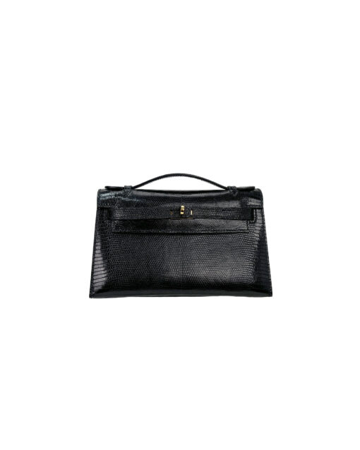 Kelly Pochette Lizard Bag – Black
