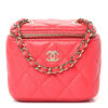 Caviar Quilted Mini Vanity Case With Chain – Red
