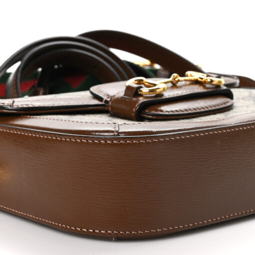 GG Supreme Monogram Web Mini Horsebit 1955 Shoulder Bag Beige Brown Sugar