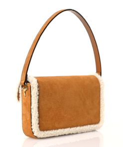 Suede Shearling Horsebit Mini 1955 Shoulder Bag Honey Beige Milk