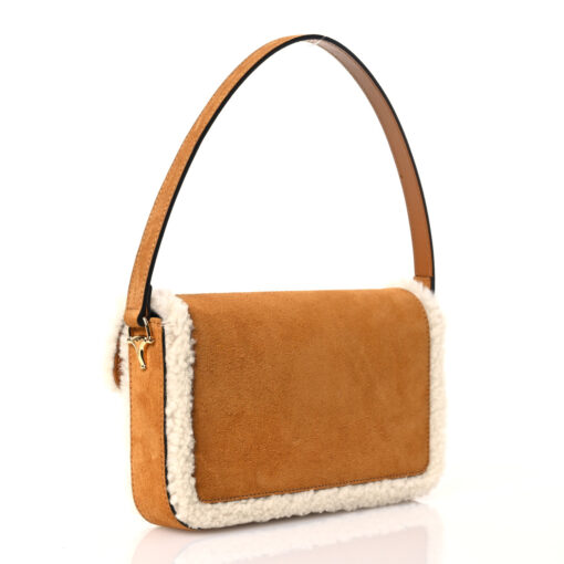 Suede Shearling Horsebit Mini 1955 Shoulder Bag Honey Beige Milk
