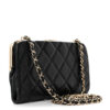 Lambskin Quilted Frame Clutch With Chain Black