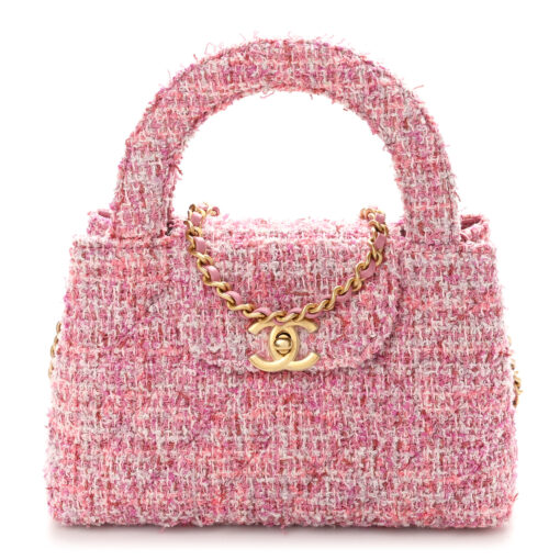 Tweed Quilted Nano Kelly Shopper – Pink