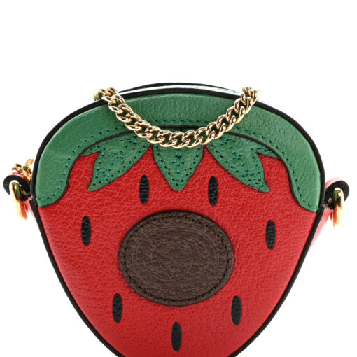 Textured Dollar Calfskin Retro Interlocking G Fruttini Strawberry Mini Crossbody