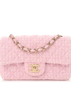 Tweed Quilted Mini Rectangular Flap – Pink
