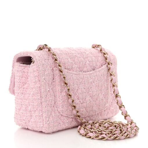 Tweed Quilted Mini Rectangular Flap – Pink