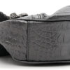 Metallic Calfskin Crocodile Embossed Crystal Le Cagole Shoulder Bag XS Gunmetal