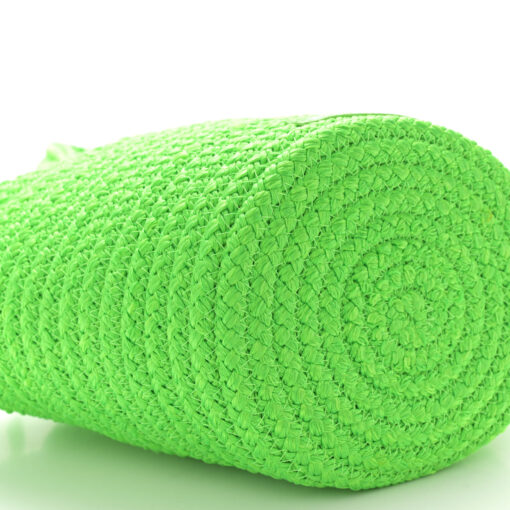 Nylon Lambskin Woven Mini Ibiza Basket With Strap Acid Green