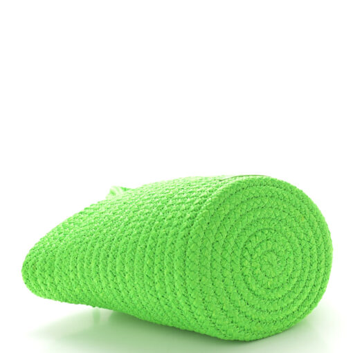 Nylon Lambskin Woven Mini Ibiza Basket With Strap Acid Green