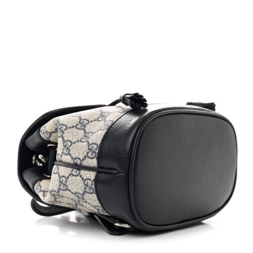 GG Supreme Monogram Textured Dollar Calfskin Web Mini Chain Drawstring Backpack Beige Blue Black