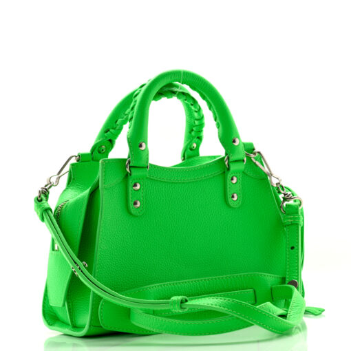 Grained Calfskin Neo Classic Silver Hardware Mini City Fluo Green