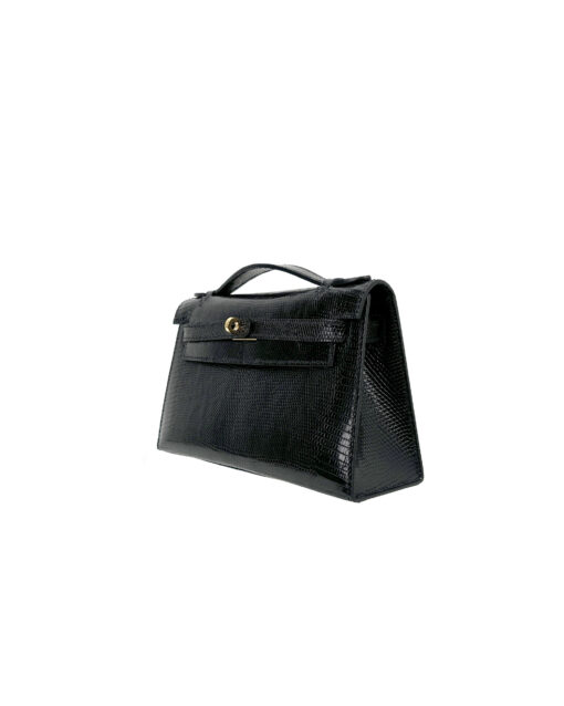 Kelly Pochette Lizard Bag – Black