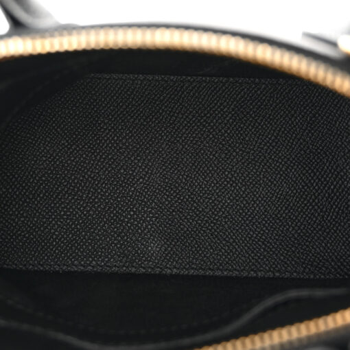 Signature Grained Calfskin XXS Ville Top Handle Bag Black White