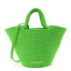 Nylon Lambskin Woven Mini Ibiza Basket With Strap Acid Green