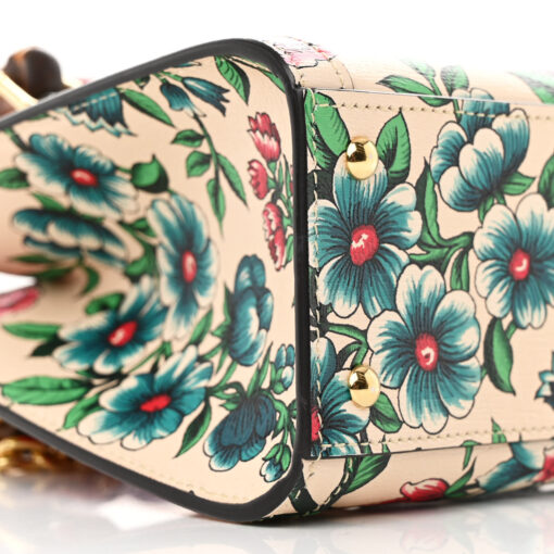 New Shangai Calfskin Floral Print Mini Diana Tote Bag Multicolor