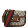 GG Supreme Monogram Web Mini Horsebit 1955 Shoulder Bag Beige Brown Sugar