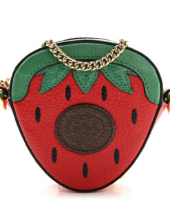 Textured Dollar Calfskin Retro Interlocking G Fruttini Strawberry Mini Crossbody