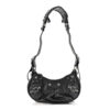 Metallic Calfskin Crocodile Embossed Crystal Le Cagole Shoulder Bag XS Gunmetal
