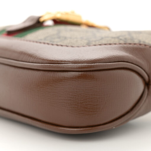 GG Supreme Monogram Azalea Calfskin Web Mini Jackie 1961 Hobo Beige Ebony Brown Sugar