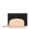 Caviar Quilted Toiletry Case With Chain Beige