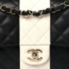 Lambskin Quilted Medium Double Flap – Black & White