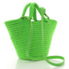 Nylon Lambskin Woven Mini Ibiza Basket With Strap Acid Green