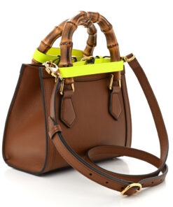 Wonka Grain Calfskin Mini Diana Tote Bag Cuir Yellow Fluo
