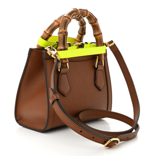 Wonka Grain Calfskin Mini Diana Tote Bag Cuir Yellow Fluo