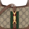 GG Supreme Monogram Azalea Calfskin Web Mini Jackie 1961 Hobo Beige Ebony Brown Sugar