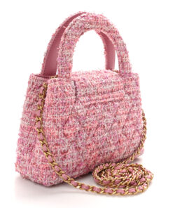 Tweed Quilted Nano Kelly Shopper – Pink