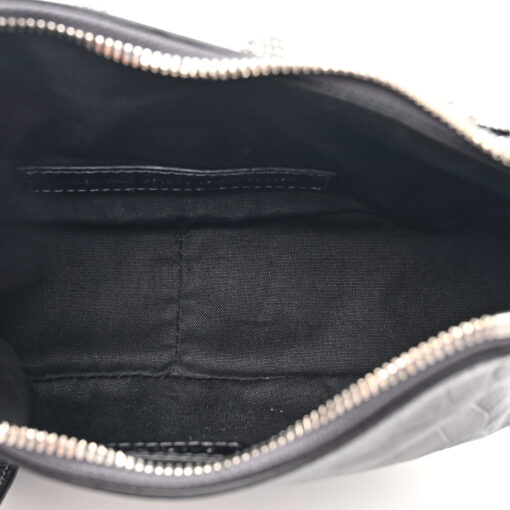 Metallic Calfskin Crocodile Embossed Crystal Le Cagole Shoulder Bag XS Gunmetal