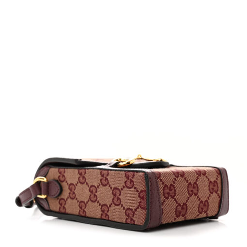Monogram Textured Dollar Calfskin Mini Horsebit 1955 Crossbody Bag Sahara Rubino Chardonnay