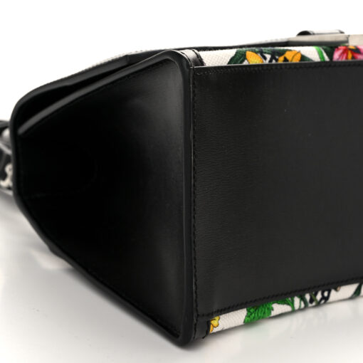 Balenciaga X GUCCI Canvas Boarded Plutone Calfskin Flora Logo Print Small Hourglass Top Handle Bag White Multicolor Black