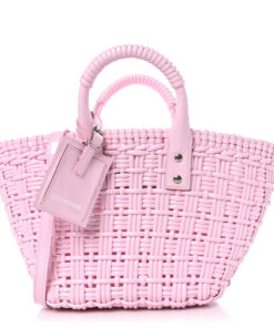 Faux Calfskin Braided Varnished XS Bistro Basket Candy Pink