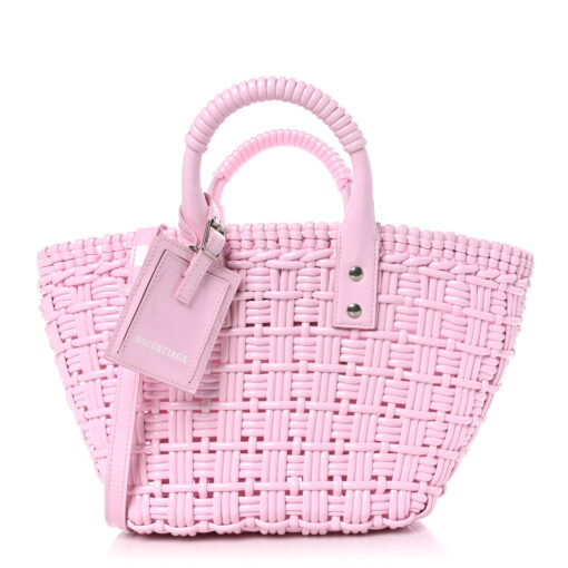 Faux Calfskin Braided Varnished XS Bistro Basket Candy Pink