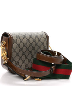 GG Supreme Monogram Web Mini Horsebit 1955 Shoulder Bag Beige Brown Sugar
