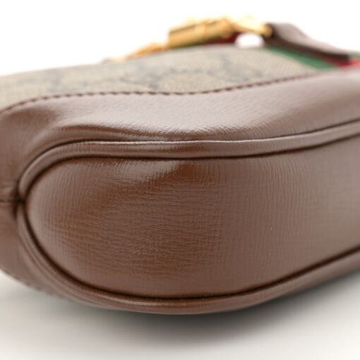 GG Supreme Monogram Azalea Calfskin Web Mini Jackie 1961 Hobo Beige Ebony Brown Sugar