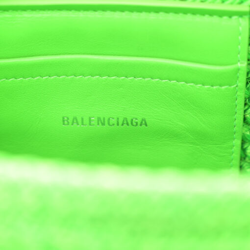 Nylon Lambskin Woven Mini Ibiza Basket With Strap Acid Green