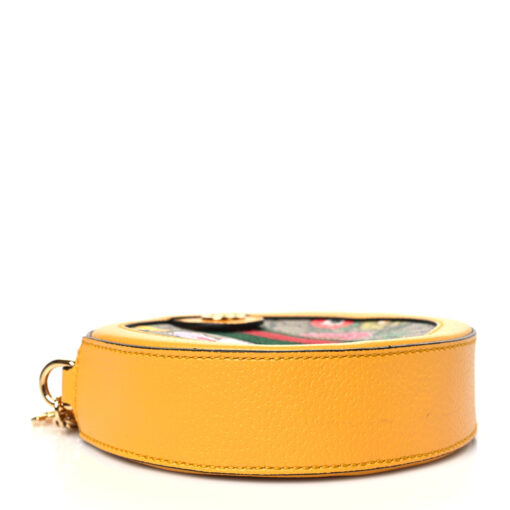 GG Supreme Monogram Flora Web Mini Ophidia Round Shoulder Bag Beige Multicolor Crop