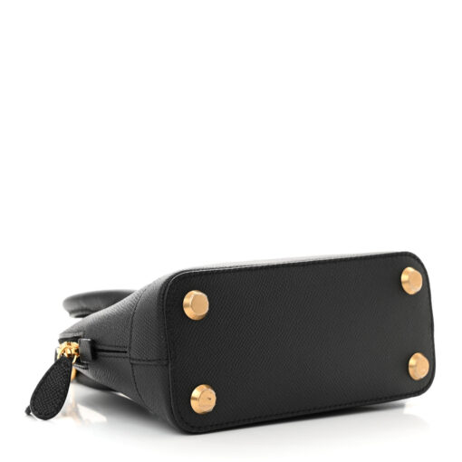 Signature Grained Calfskin XXS Ville Top Handle Bag Black White