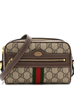 GG Supreme Monogram Web Mini Ophidia Shoulder Bag Brown