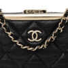 Lambskin Quilted Frame Clutch With Chain Black