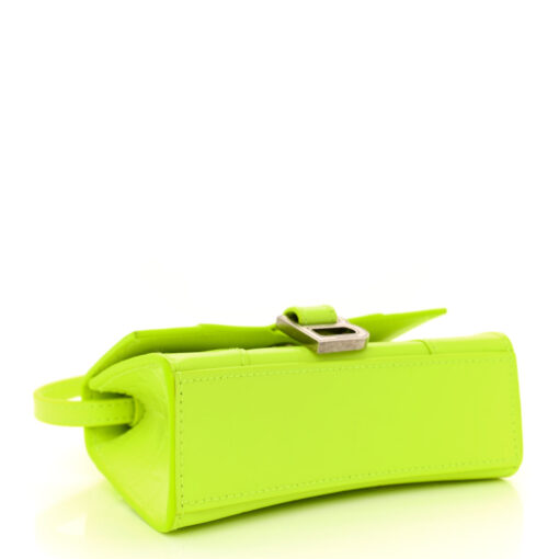 Semi Shiny Calfskin Crocodile Embossed Hourglass Top Handle Bag Mini Fluo Yellow