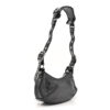 Metallic Calfskin Crocodile Embossed Crystal Le Cagole Shoulder Bag XS Gunmetal