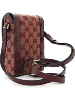 Monogram Textured Dollar Calfskin Mini Horsebit 1955 Crossbody Bag Sahara Rubino Chardonnay