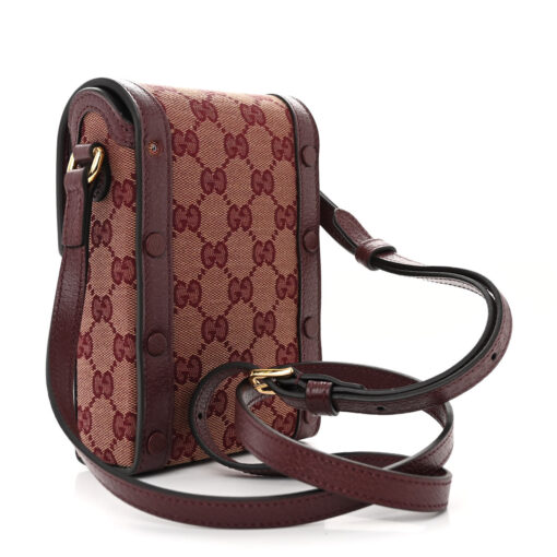 Monogram Textured Dollar Calfskin Mini Horsebit 1955 Crossbody Bag Sahara Rubino Chardonnay