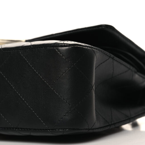 Lambskin Quilted Medium Double Flap – Black & White